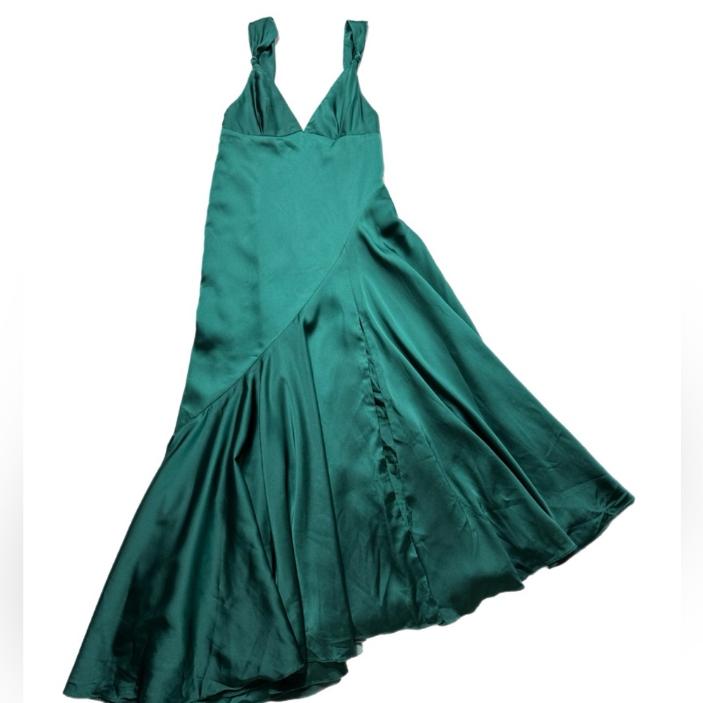 Fame and Partners Green Satin Maxi Gown Dress 8 - Picture 1 of 7